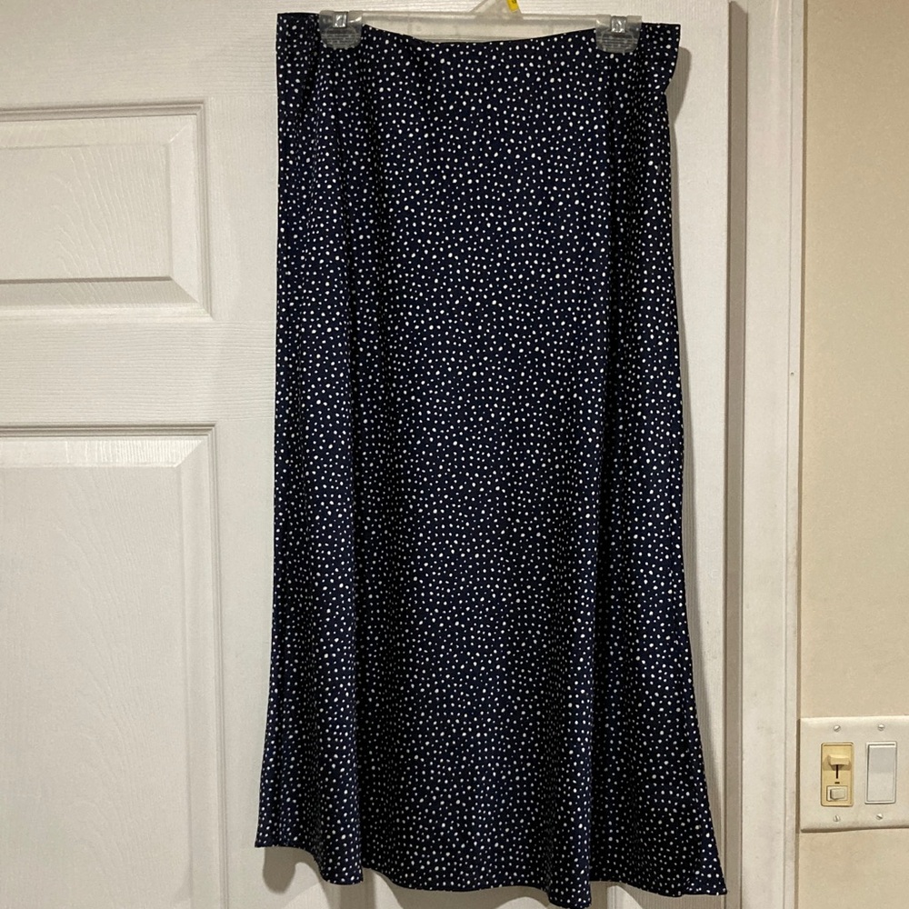 JCREW Navy Polka dot Midi / slip Women's Skirt Sz L